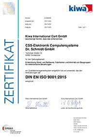 Zertifikat nach DIN ISO 9001:2015